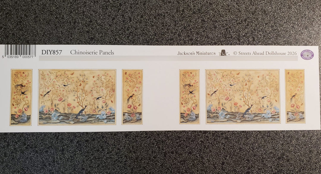 Dollhouse HALF SCALE Mural Birds and Flowers Wall Panels 3 Pieces 1:24 Wallpaper - MiniatureCrush