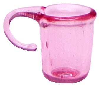 Dollhouse HALF SCALE Pink Glass Cups with Handles Set of 4 1:24 Miniature - MiniatureCrush