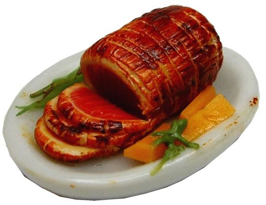 Dollhouse HALF SCALE Prime Rib Roast on an Oval Platter 1:24 Miniature Food - MiniatureCrush