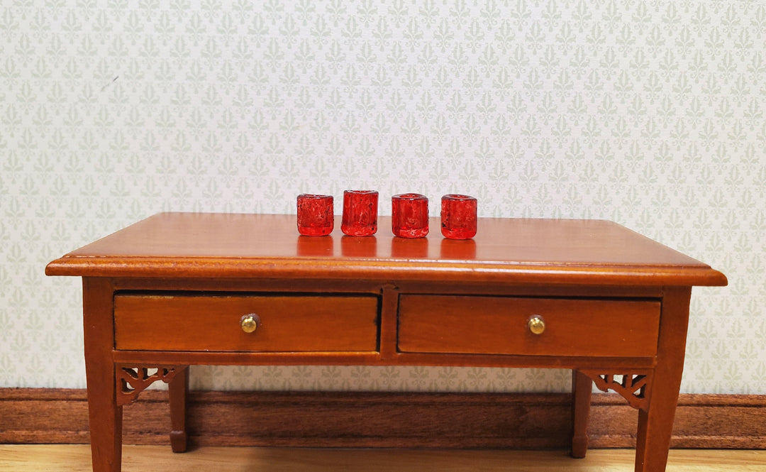 Dollhouse HALF SCALE Red Glass Cup x4 1:24 Miniature Glasses Kitchen - MiniatureCrush