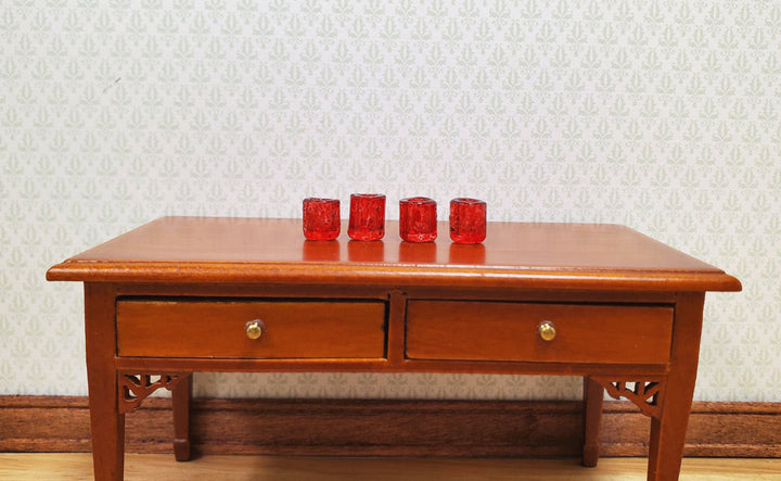 Dollhouse HALF SCALE Red Glass Cup x4 1:24 Miniature Glasses Kitchen - MiniatureCrush