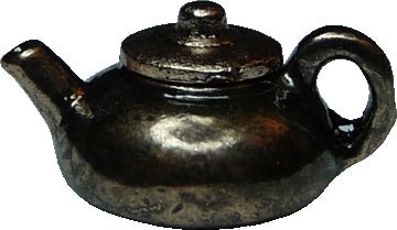 Dollhouse HALF SCALE Round Teapot Dark Silver Metal 1:24 Scale - MiniatureCrush