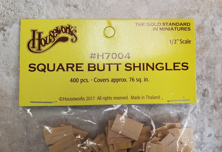 Dollhouse HALF SCALE Shingles Wood Square 1:24 400 Pieces 76 Square Inches - Miniature Crush