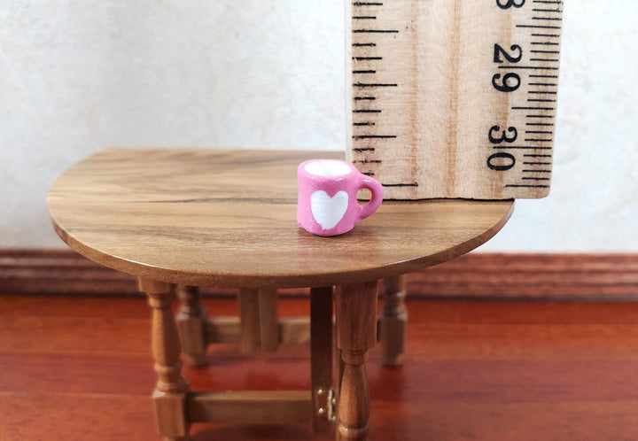Dollhouse HALF SCALE Valentines Mug Pink with White Heart 1:24 Miniature - MiniatureCrush