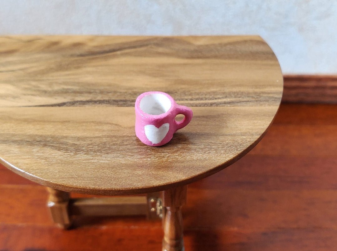 Dollhouse HALF SCALE Valentines Mug Pink with White Heart 1:24 Miniature - MiniatureCrush