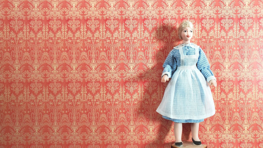 Dollhouse HALF SCALE Victorian Wallpaper Pink Salmon 1 Sheet World Model 1:24 - Miniature Crush