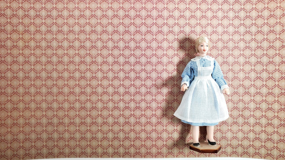 Dollhouse HALF SCALE Wallpaper Beige and Maroon 1 Sheet World Model 1:24 - Miniature Crush