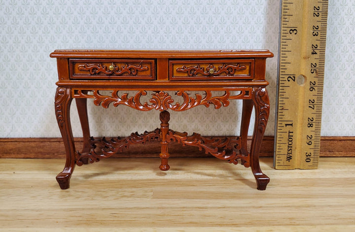 Dollhouse Hall or Side Table Ornate 2 Drawers 1:12 Scale Miniature Furniture - MiniatureCrush