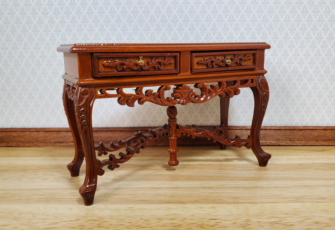 Dollhouse Hall or Side Table Ornate 2 Drawers 1:12 Scale Miniature Furniture - MiniatureCrush