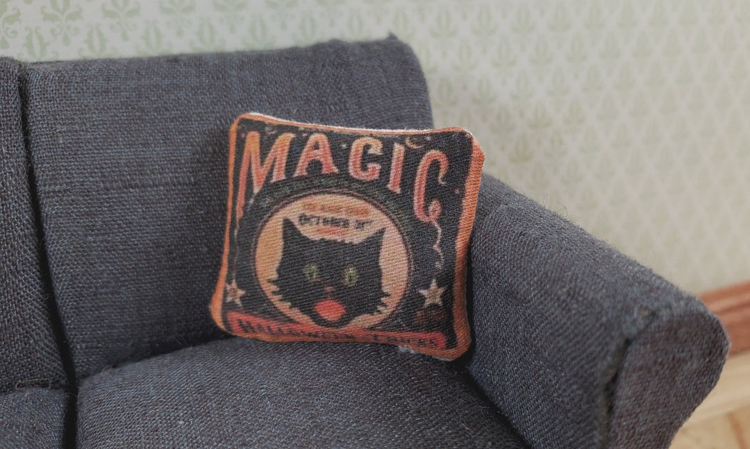 Dollhouse Halloween Black Cat Magic Pillow Handmade 1:12 Scale Miniature - MiniatureCrush