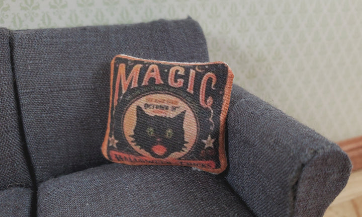 Dollhouse Halloween Black Cat Magic Pillow Handmade 1:12 Scale Miniature - MiniatureCrush