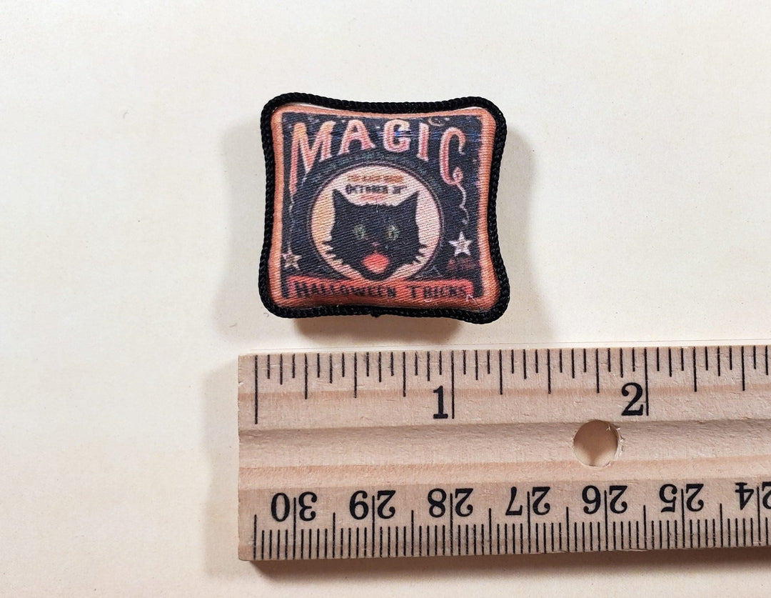 Dollhouse Halloween Black Cat Magic Pillow Handmade 1:12 Scale Miniature - MiniatureCrush