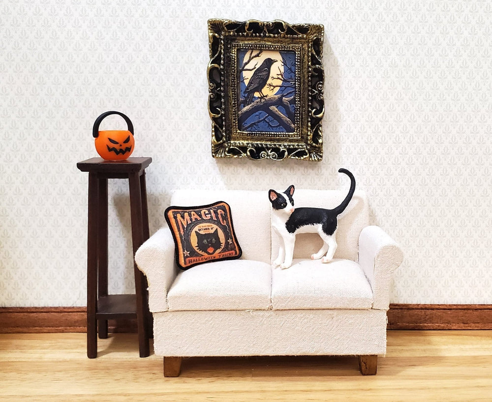 Dollhouse Halloween Black Cat Magic Pillow Handmade 1:12 Scale Miniature - MiniatureCrush