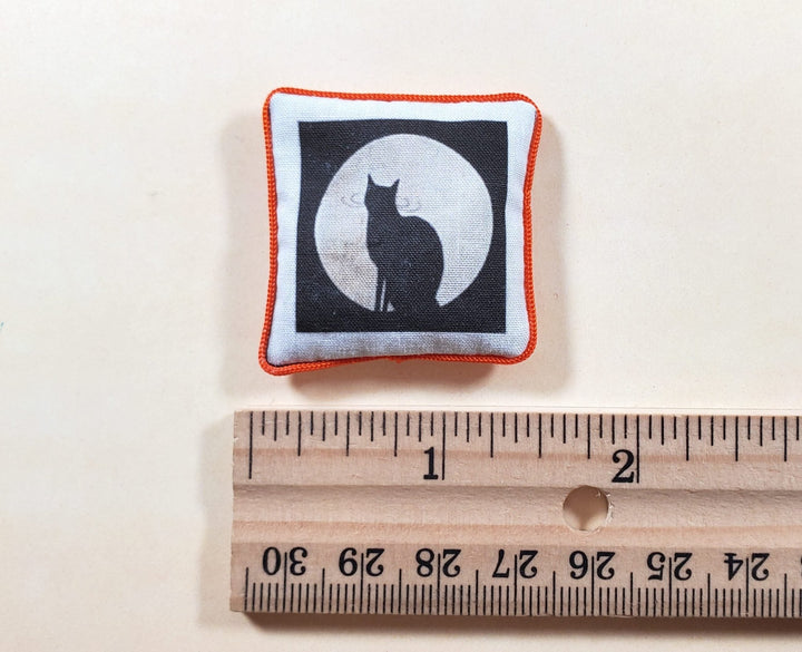 Dollhouse Halloween Black Cat Pillow Handmade 1:12 Scale Miniature 1 1/2" - MiniatureCrush