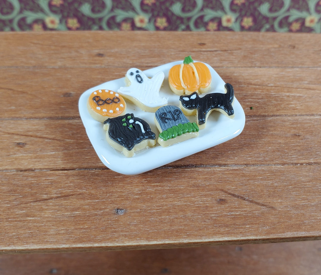 Dollhouse Halloween Cookies on Ceramic Tray 1:12 Scale Miniature Food Kitchen - MiniatureCrush