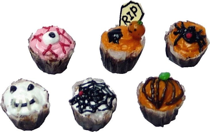 Dollhouse Halloween Cupcakes Set of 6 1:12 Scale Miniature Food - MiniatureCrush