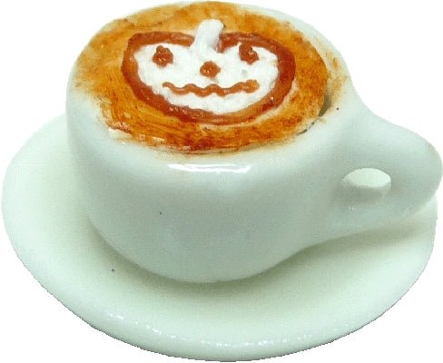 Dollhouse Halloween Espresso Coffee on Ceramic Saucer 1:12 Scale Miniature Food - MiniatureCrush
