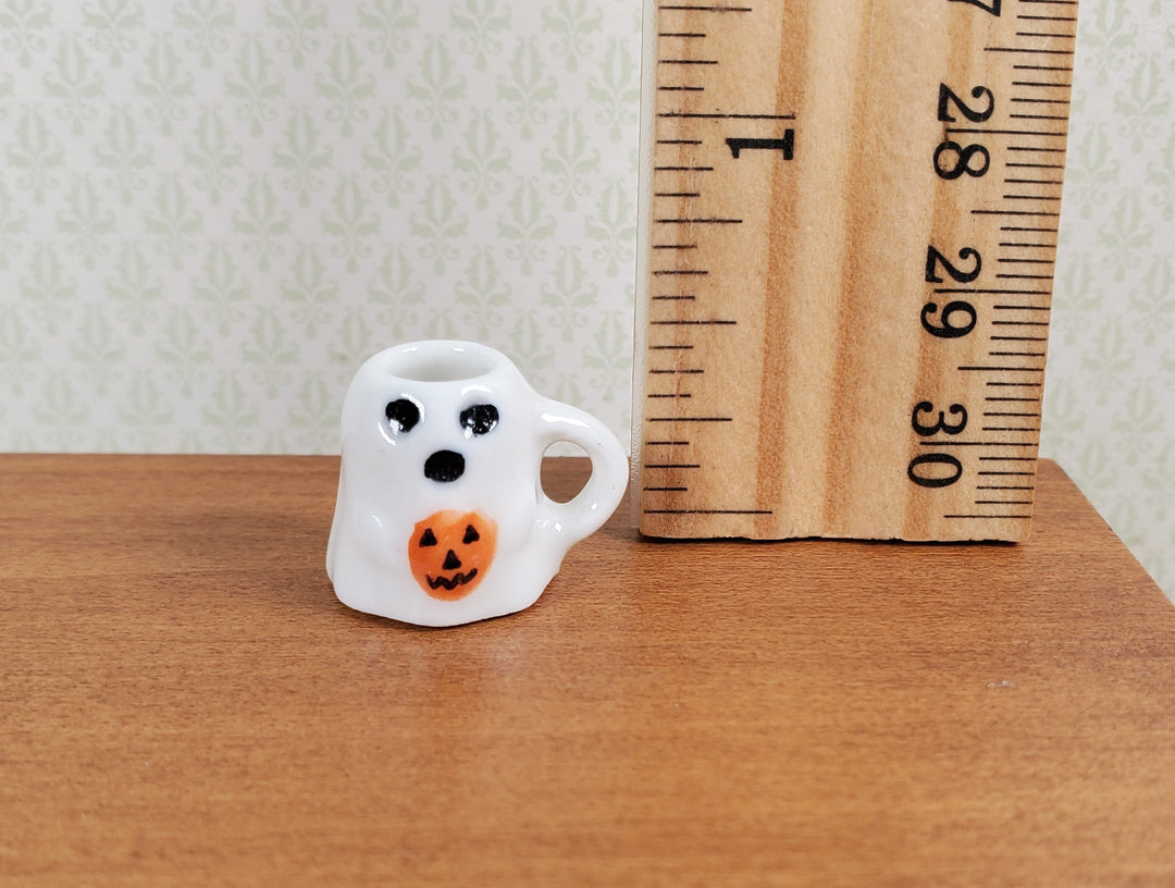 Dollhouse Halloween Ghost Mug Coffee Cup LARGE Miniature Ceramic - MiniatureCrush