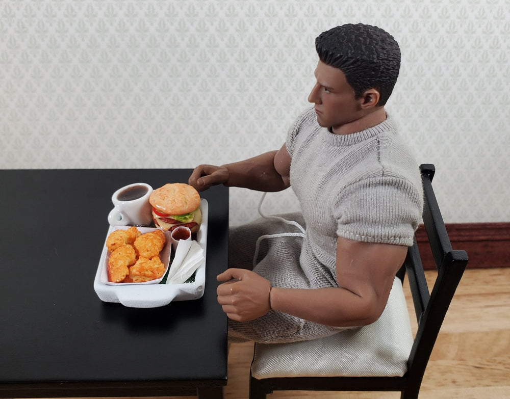 Dollhouse Hamburgers Wings Coffee Sauce on Tray 1:12 Scale Miniature Food Drink - MiniatureCrush