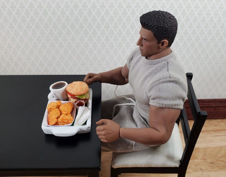 Dollhouse Hamburgers Wings Coffee Sauce on Tray 1:12 Scale Miniature Food Drink - MiniatureCrush