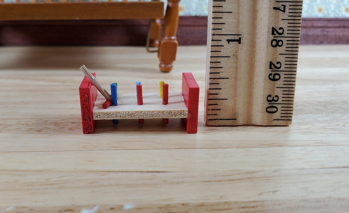 Dollhouse Hammer and Pegs Pounding Toy Wood 1:12 Scale Miniature Nursery - Miniature Crush