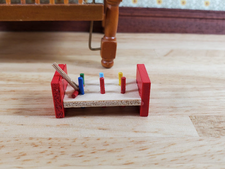 Dollhouse Hammer and Pegs Pounding Toy Wood 1:12 Scale Miniature Nursery - Miniature Crush