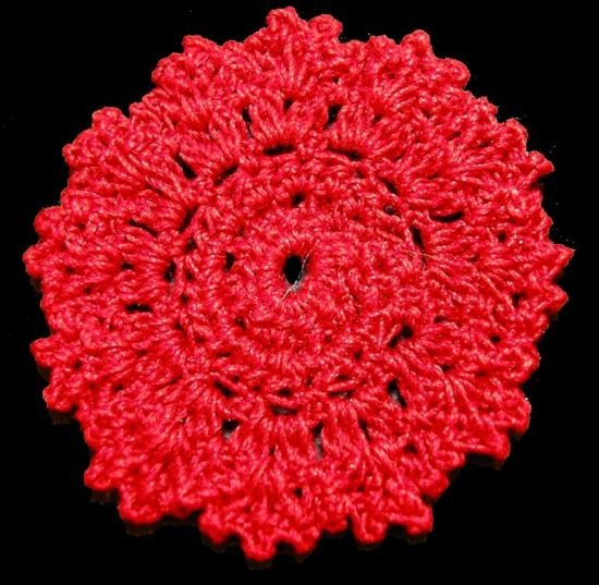 Dollhouse Hand Crocheted 1 Inch Fancy Doily Red 1:12 Scale - MiniatureCrush