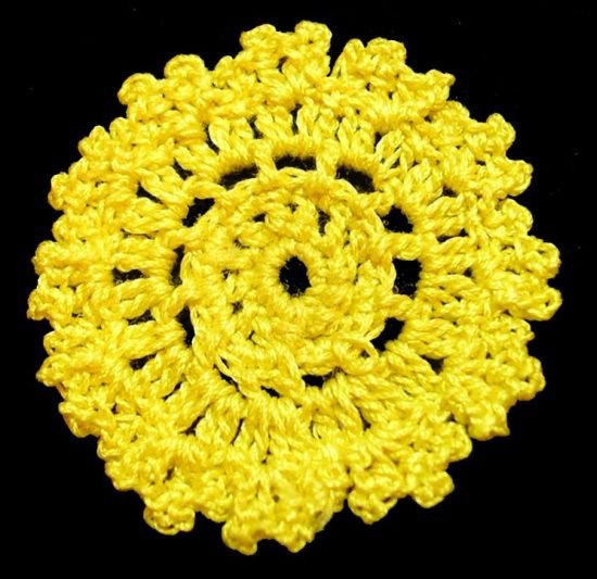 Dollhouse Hand Crocheted 1 Inch Fancy Doily Yellow 1:12 Scale - MiniatureCrush