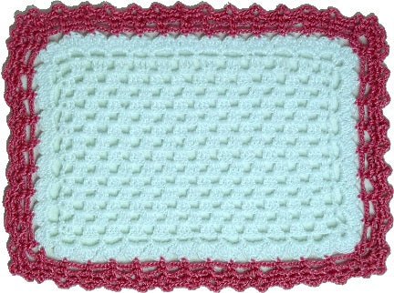 Dollhouse Hand Crocheted Baby Blanket White with Pink Trim 1:12 Scale Miniature - MiniatureCrush