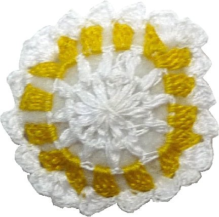 Dollhouse Hand Crocheted Pillow White with Yellow Trim 1:12 Scale Miniature - MiniatureCrush