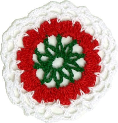 Dollhouse Hand Crocheted Small Round Doily Christmas Colors 1:12 Scale Miniature - MiniatureCrush