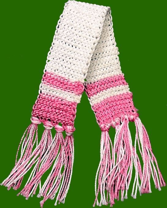Dollhouse Handknitted Scarf Pink and White 1:12 Scale Miniature - MiniatureCrush