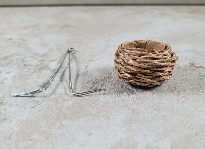 Dollhouse Hanging Woven Bird Basket 1:12 Scale Miniature Garden - MiniatureCrush