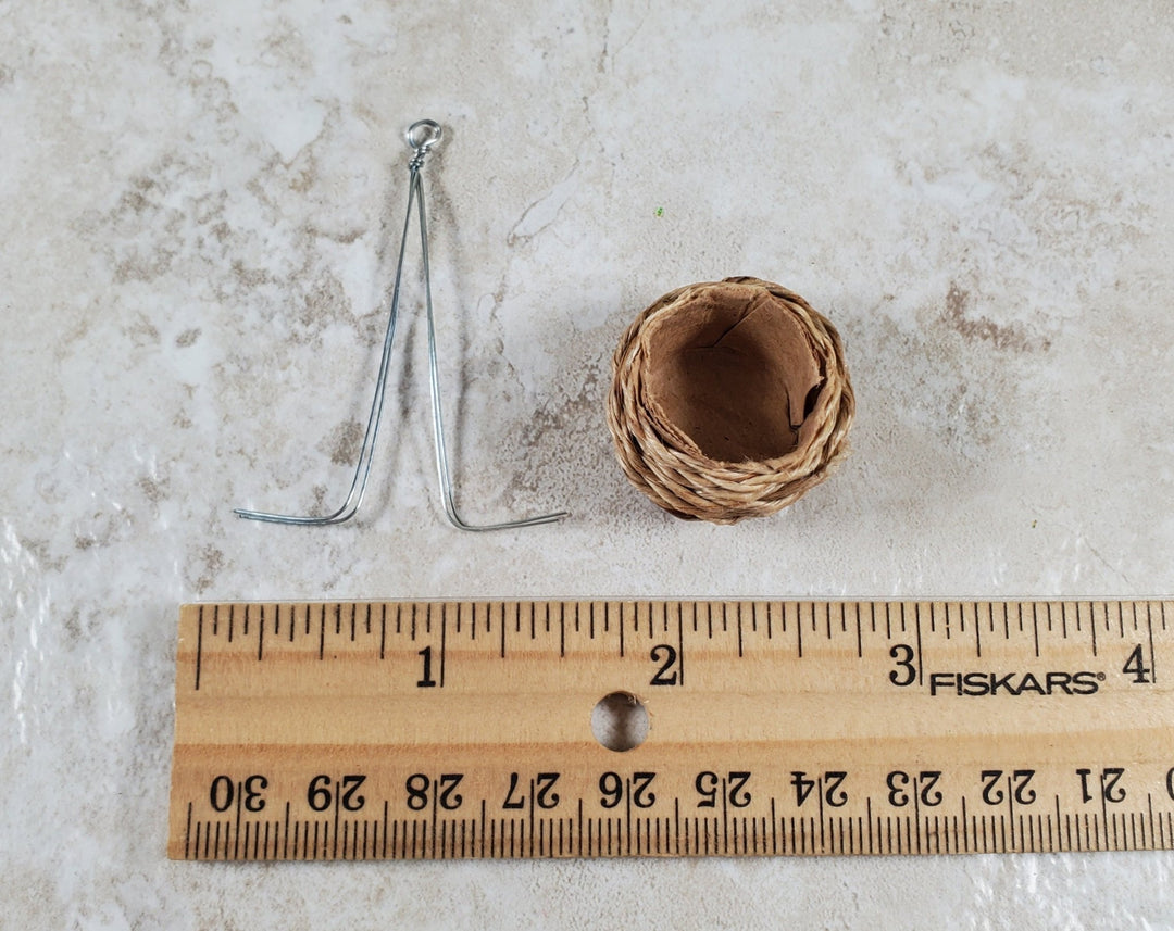 Dollhouse Hanging Woven Bird Basket 1:12 Scale Miniature Garden - MiniatureCrush