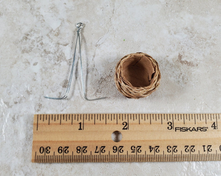 Dollhouse Hanging Woven Bird Basket 1:12 Scale Miniature Garden - MiniatureCrush