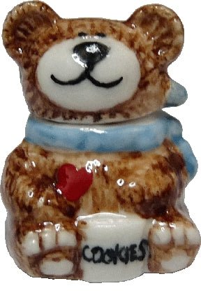 Dollhouse Happy Bear Porcelain Cookie Jar 1:12 Scale Miniature Dish - MiniatureCrush