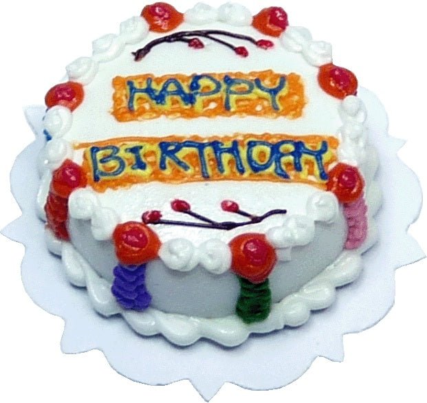 Dollhouse Happy Birthday Cake 1:12 Scale Miniature Dessert Food - MiniatureCrush