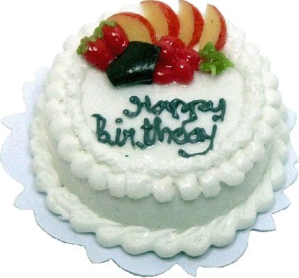Dollhouse Happy Birthday Cake 1:12 Scale Miniature Dessert Food - MiniatureCrush