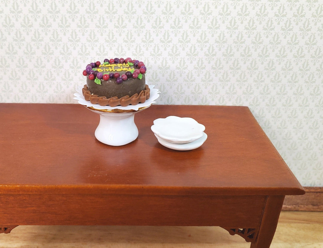 Dollhouse Happy Birthday Cake Chocolate 1:12 Scale Miniature Food Dessert Bakery - MiniatureCrush