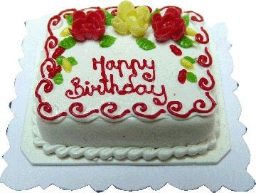 Dollhouse Happy Birthday Sheet Cake 1:12 Scale Miniature Food Bakery Dessert - MiniatureCrush