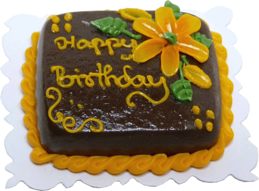 Dollhouse Happy Birthday Sheet Cake Chocolate 1:12 Scale Miniature Food Bakery - MiniatureCrush