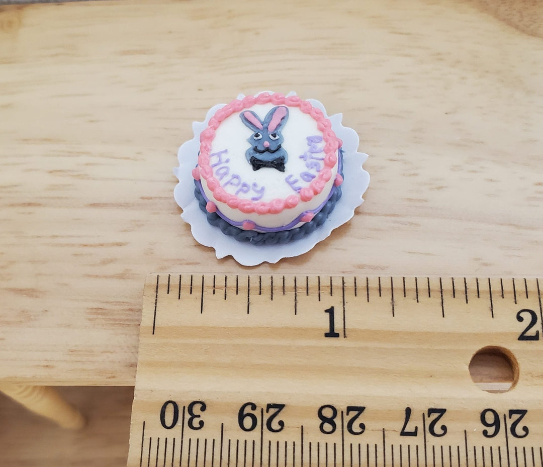 Dollhouse Happy Easter Cake with Bunny Rabbit 1:12 Scale - MiniatureCrush