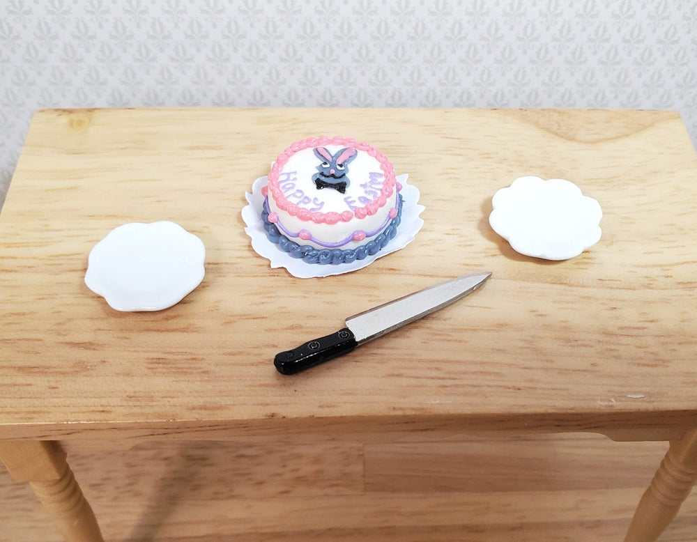 Dollhouse Happy Easter Cake with Bunny Rabbit 1:12 Scale - MiniatureCrush