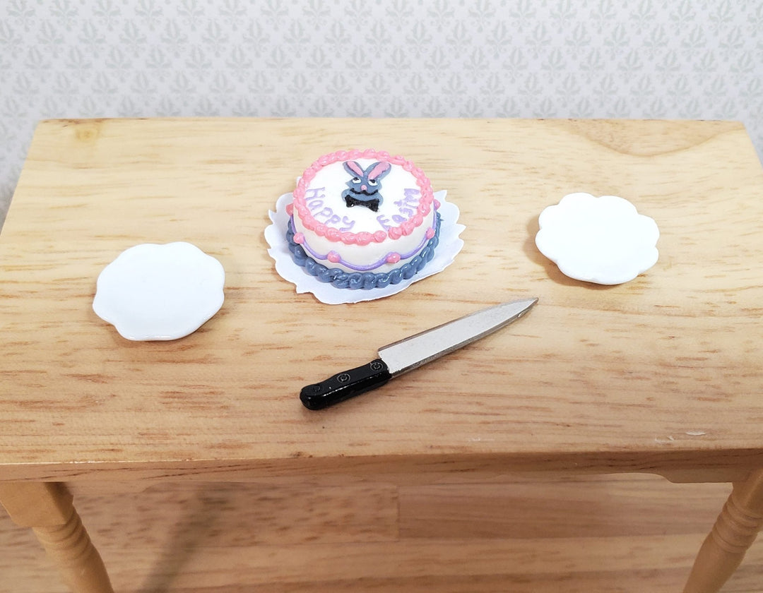 Dollhouse Happy Easter Cake with Bunny Rabbit 1:12 Scale - MiniatureCrush
