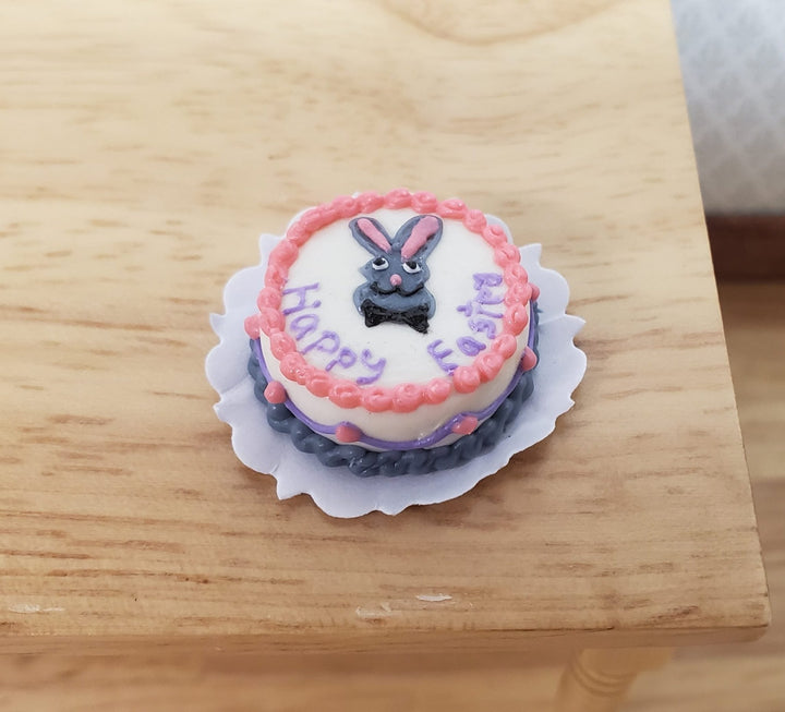 Dollhouse Happy Easter Cake with Bunny Rabbit 1:12 Scale - MiniatureCrush
