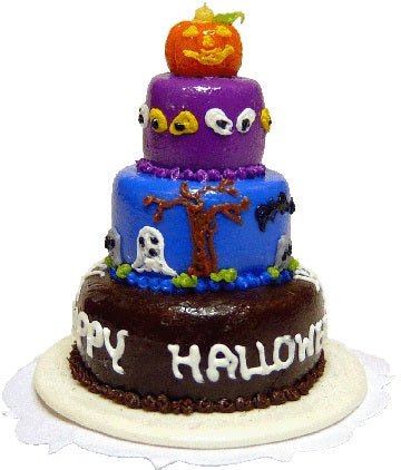 Dollhouse Happy Halloween 3 Tier Cake 1:12 Scale Miniature Dessert Food - MiniatureCrush