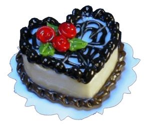 Dollhouse Heart Chocolate Design Love Cake 1:12 Scale Miniature Food Bakery - MiniatureCrush