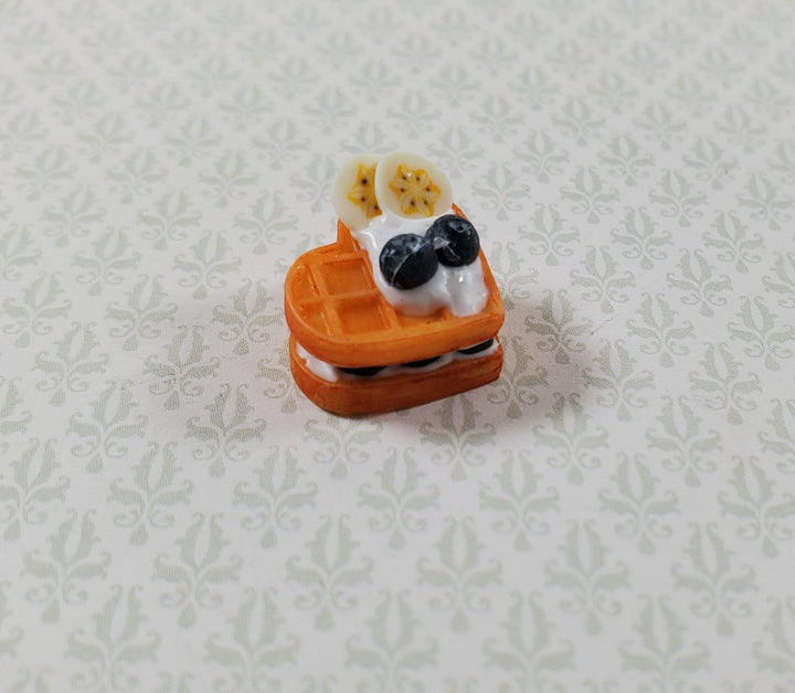 Dollhouse Heart Waffles with Fruit & Whipped Cream 1:12 Scale Miniature Food - Miniature Crush