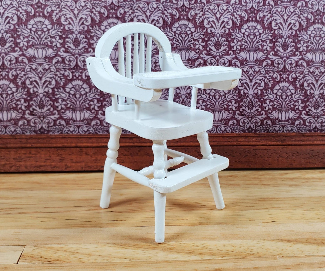 Dollhouse High Chair 1:12 Scale Miniature Furniture Wood with a White Finish - Miniature Crush