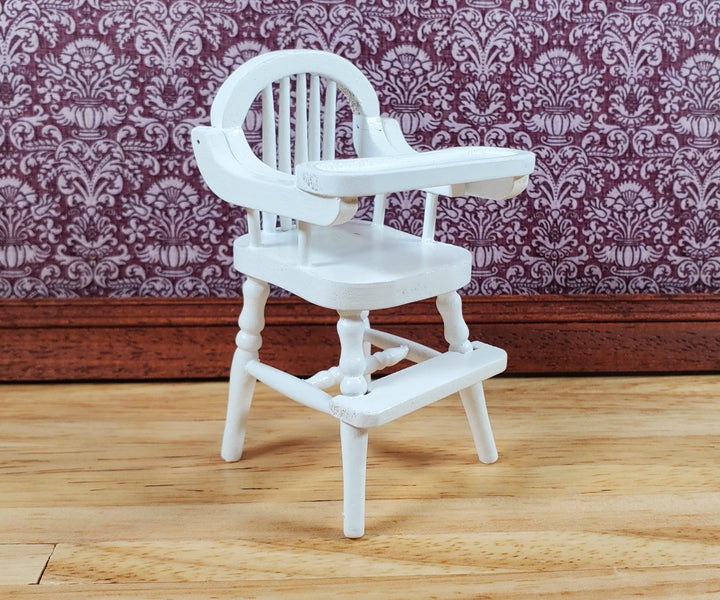 Dollhouse High Chair 1:12 Scale Miniature Furniture Wood with a White Finish - Miniature Crush